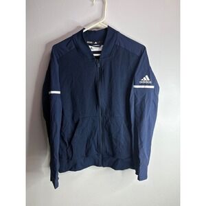Adidas Navy Blue Bomber Track Jacket Athleisure Athletic Full Zip Mens L